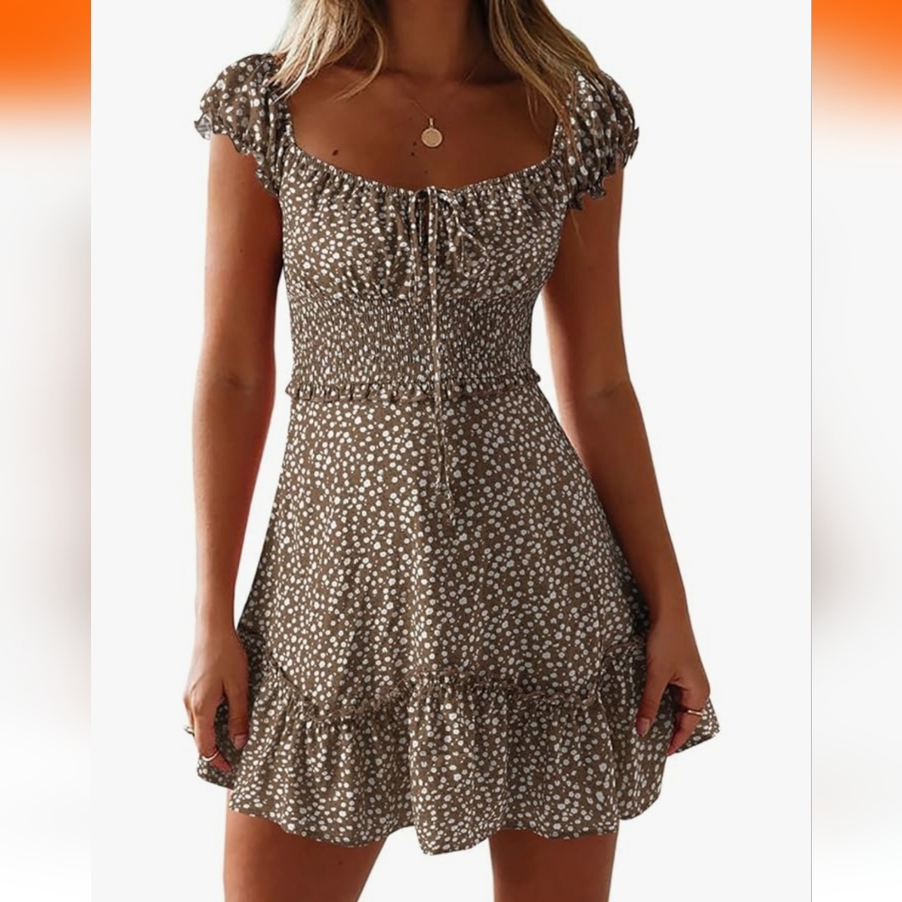 Brown Floral Smocked Country Dress